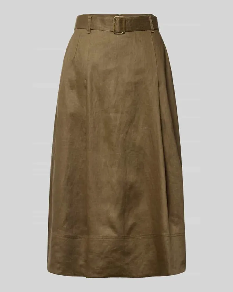 Tommy Hilfiger Midi-Rock aus reinem Leinen Oliv