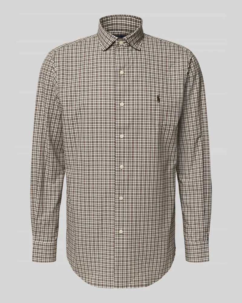 Ralph Lauren Custom Fit Freizeithemd mit Kentkragen Mittelbraun