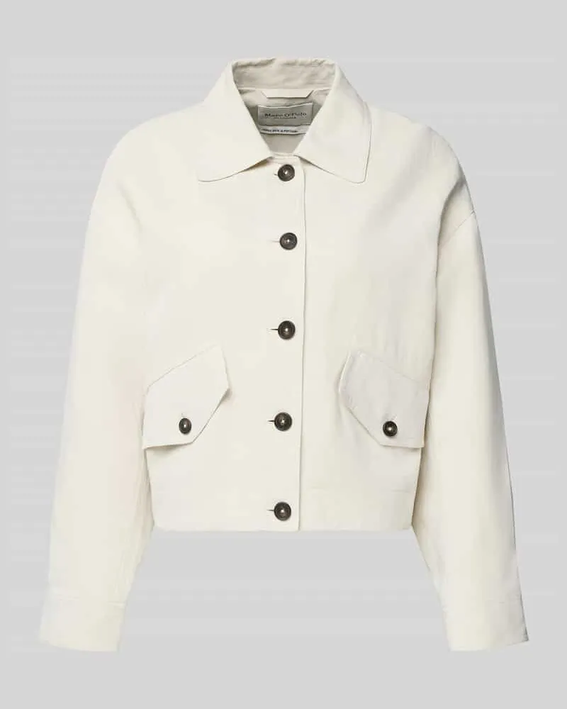 Marc O'Polo Loose Fit Hemdjacke aus Viskose-Leinen-Mix Offwhite