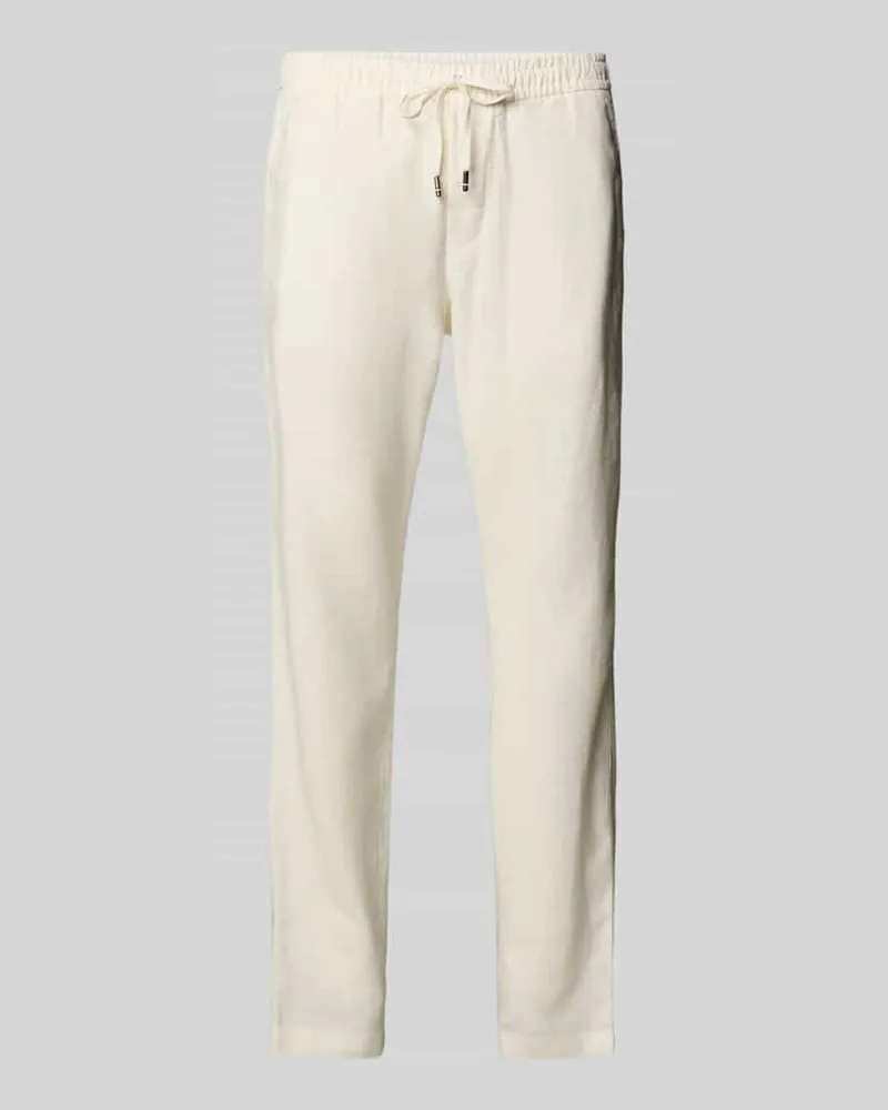 Tommy Hilfiger Loose Fit Stoffhose aus Leinen-Mix Modell 'HARLEM Weiss