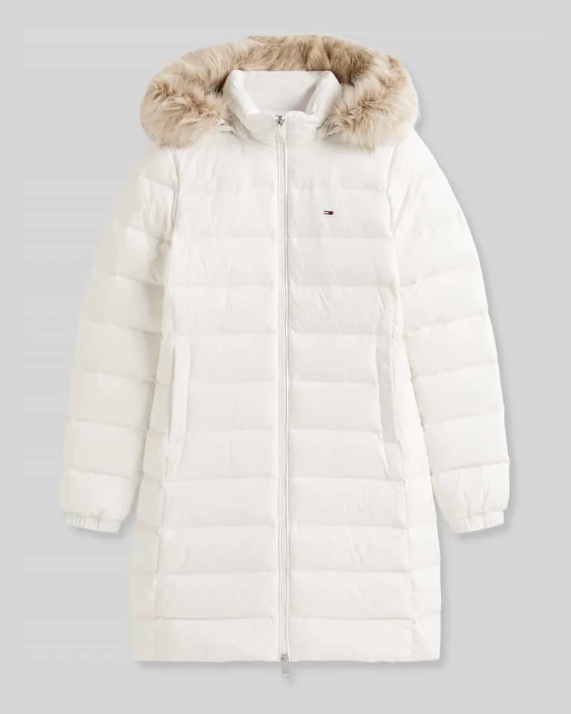 Tommy Hilfiger Daunenmantel mit abnehmbarer Kapuze Offwhite