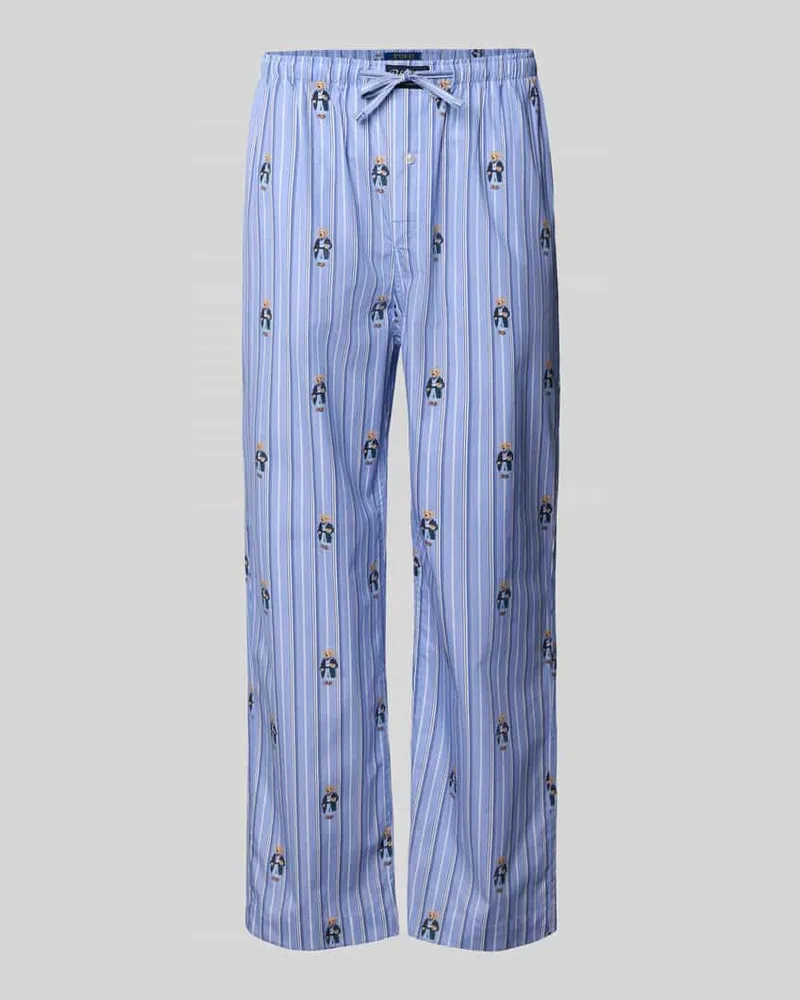 Ralph Lauren Relaxed Fit Pyjama-Hose aus reiner Baumwolle Blau
