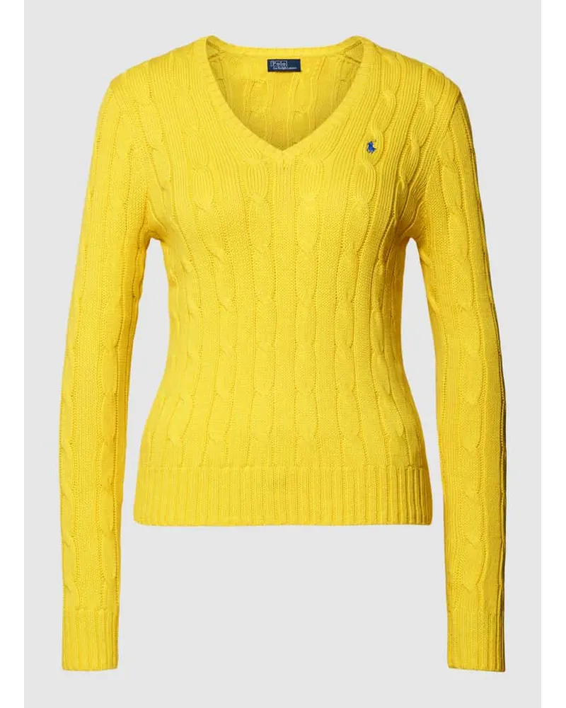 Ralph Lauren Strickpullover mit Zopfmuster Gelb