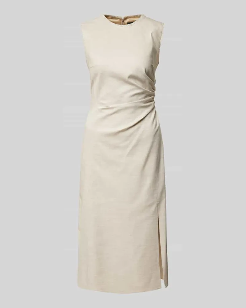 HUGO BOSS Midikleid mit seitlicher Raffung Modell 'Dianah Beige