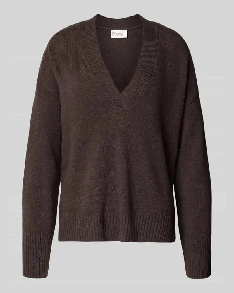 My Essential Wardrobe Strickpullover mit V-Ausschnitt Schoko