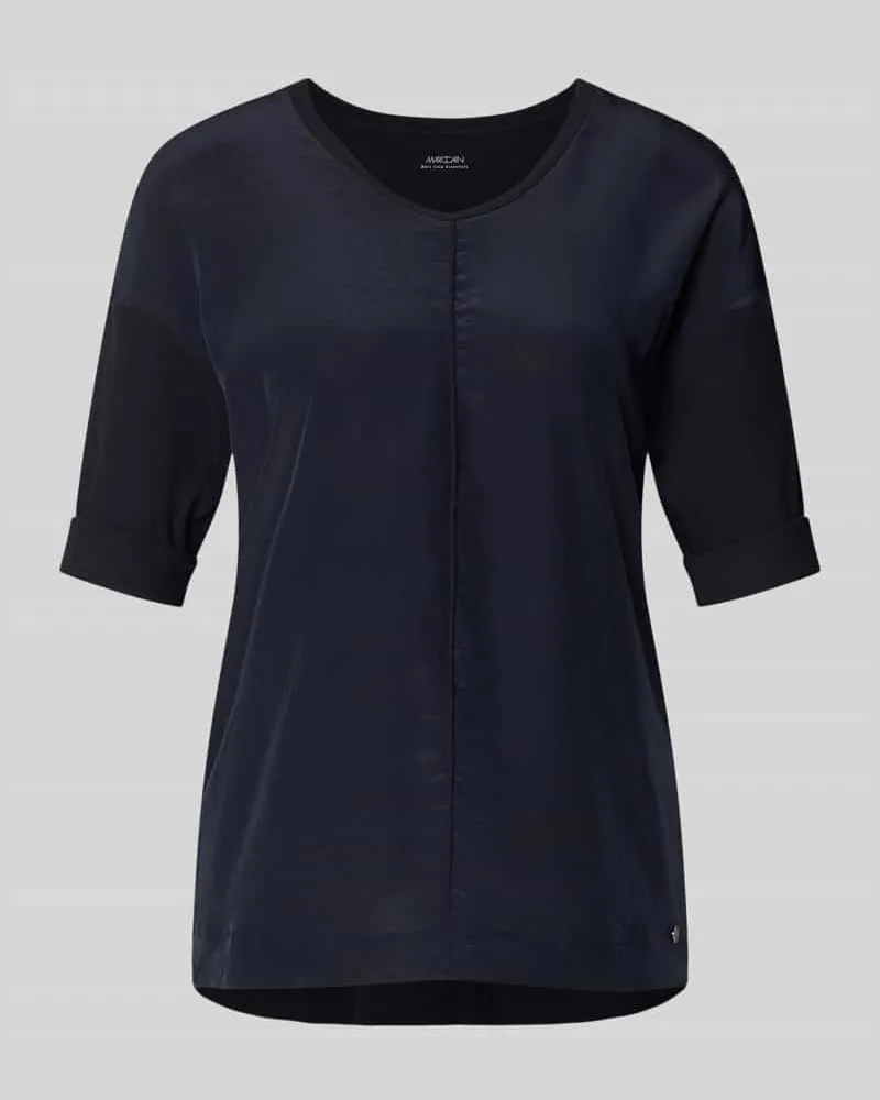 Marc Cain T-Shirt mit Ärmelaufschlag und Rundhalsausschnitt Marine