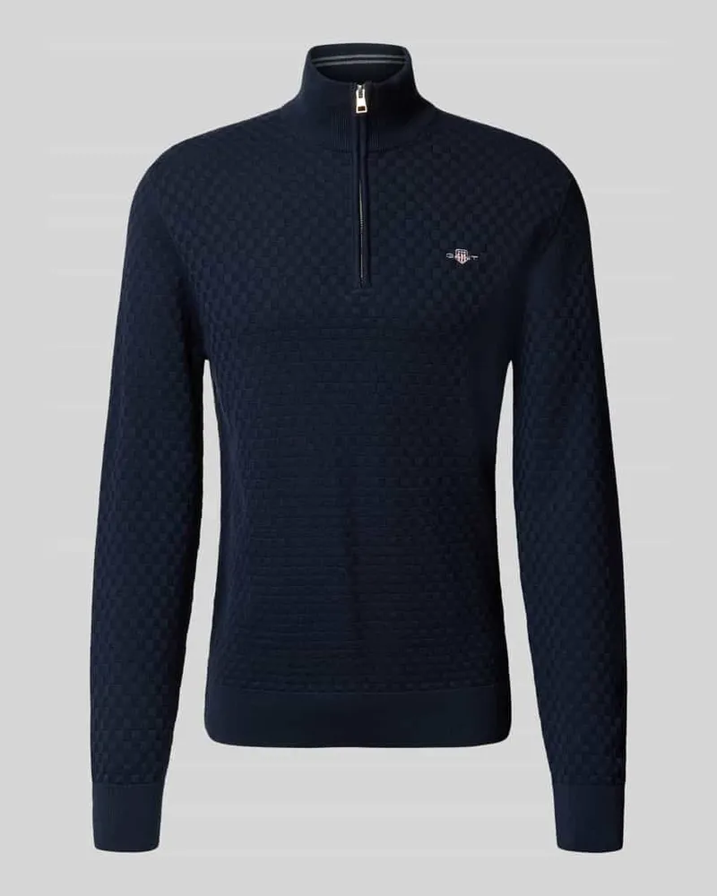 Gant Strickpullover mit Label-Stitching Dunkelblau