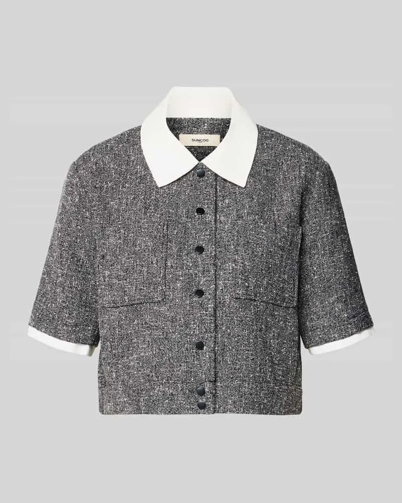 Suncoo Cropped Bluse mit Brusttaschen Modell 'LINO Mittelgrau