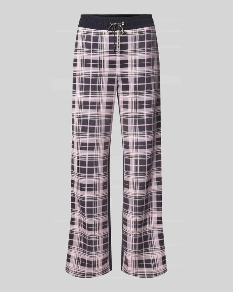 Marc Cain Straight Fit Hose mit kariertem Muster Marine