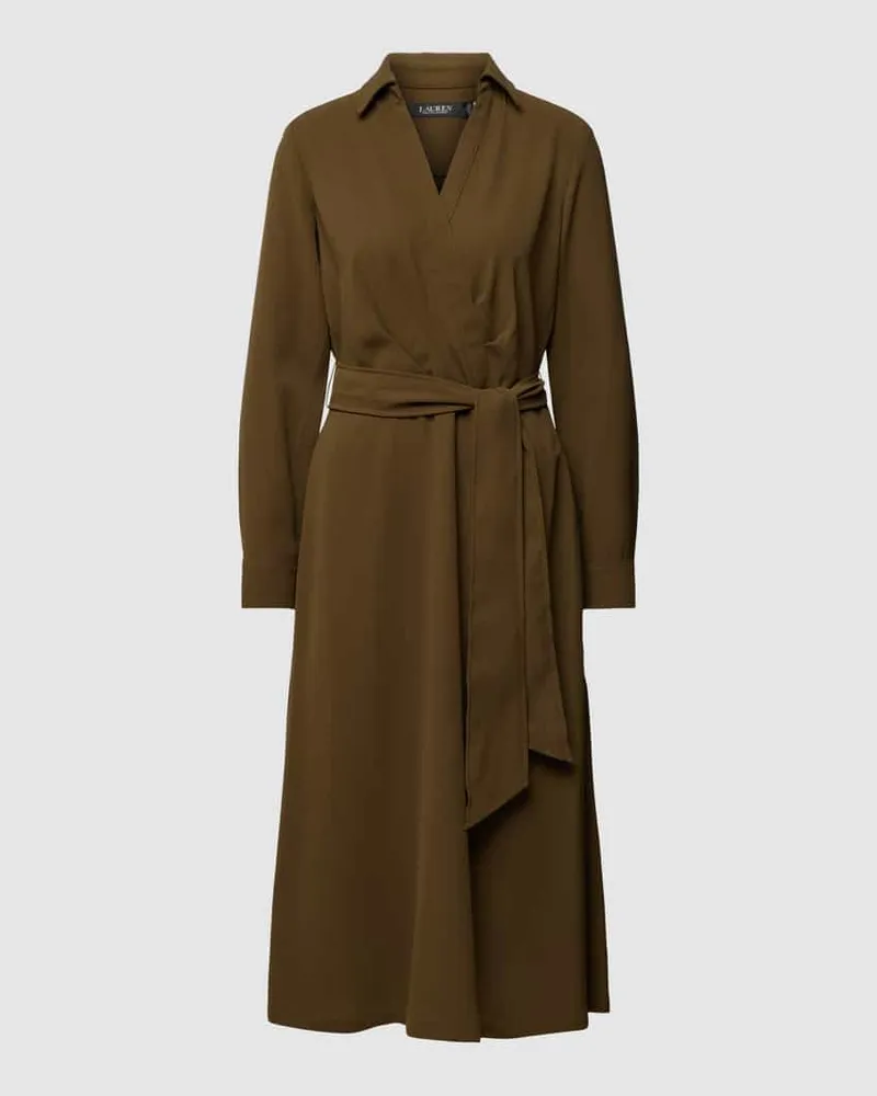 Ralph Lauren Wickelkleid mit Bindegürtel Modell 'ROWELLA Oliv