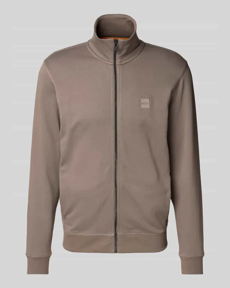 HUGO BOSS Sweatjacke mit Label-Badge Modell 'Zestart Hellbraun