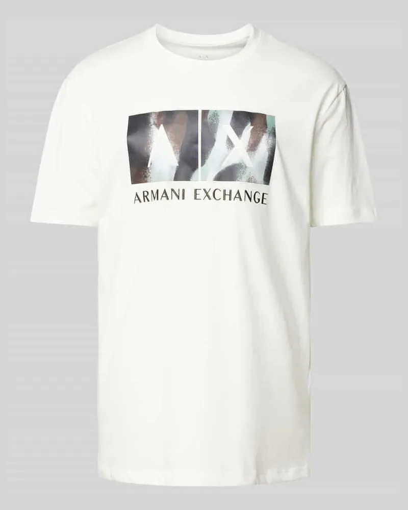 Armani Exchange T-Shirt mit Label-Print Weiss