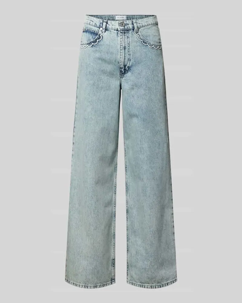 OH APRIL Jeans mit Eingrifftaschen und Stitchings Modell 'Aline Hellblau