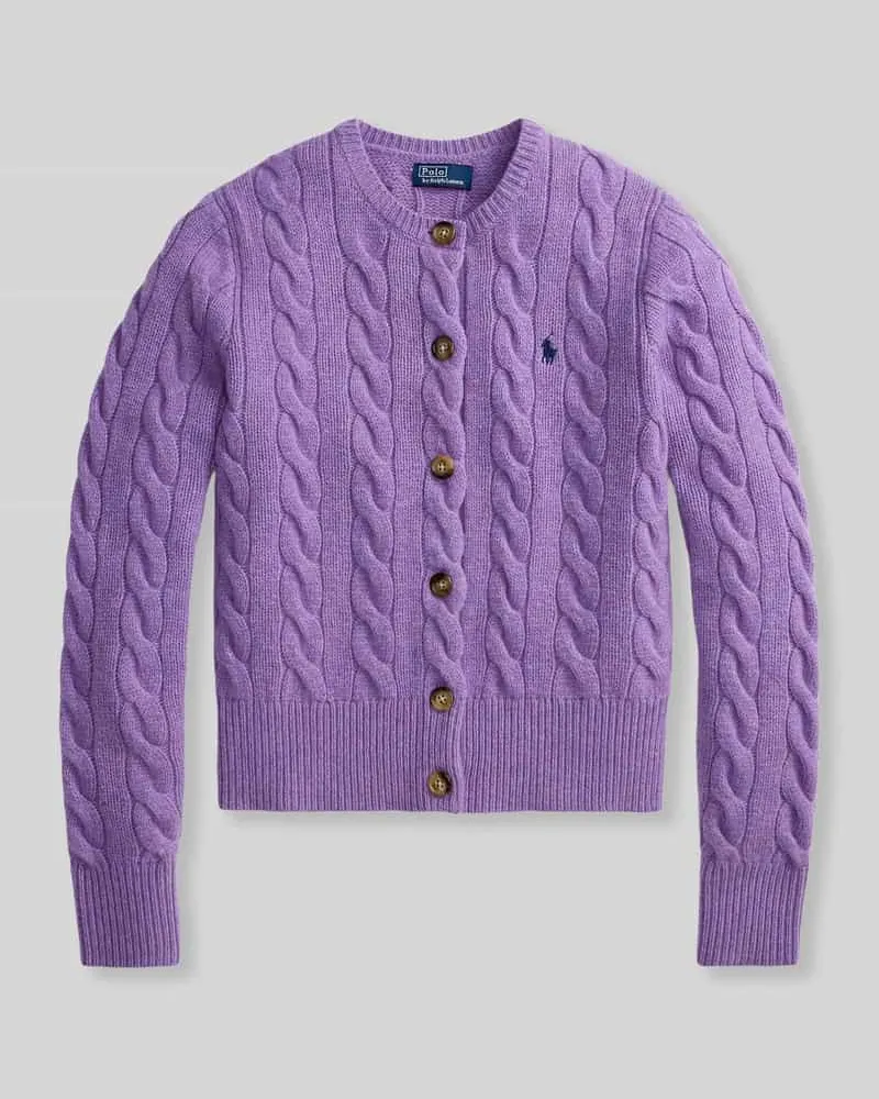 Ralph Lauren Regular Fit Strickjacke aus Wolle mit Kaschmir-Anteil Flieder