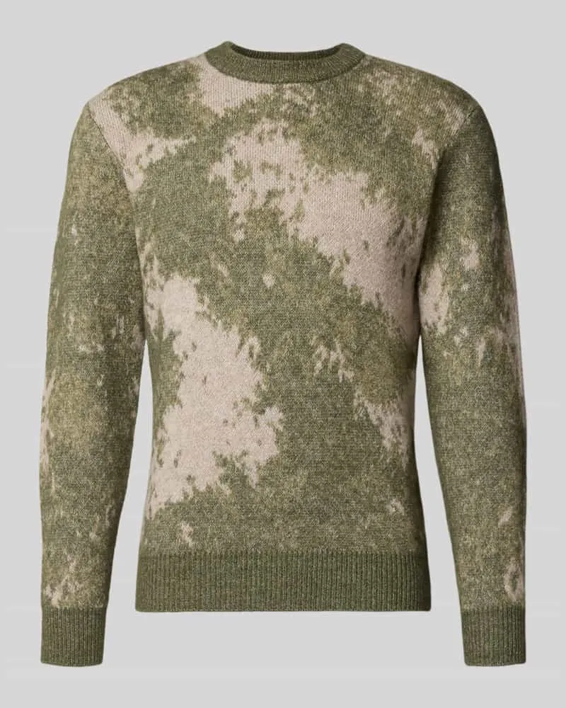 Guess Slim Fit Strickpullover mit Rundhalsausschnitt Modell 'NEVIL Dunkelgruen