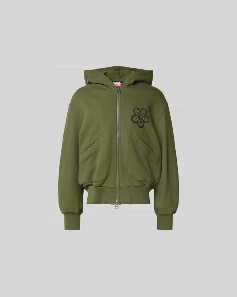 Kenzo Regular Fit Sweatjacke mit Logo-Print Khaki