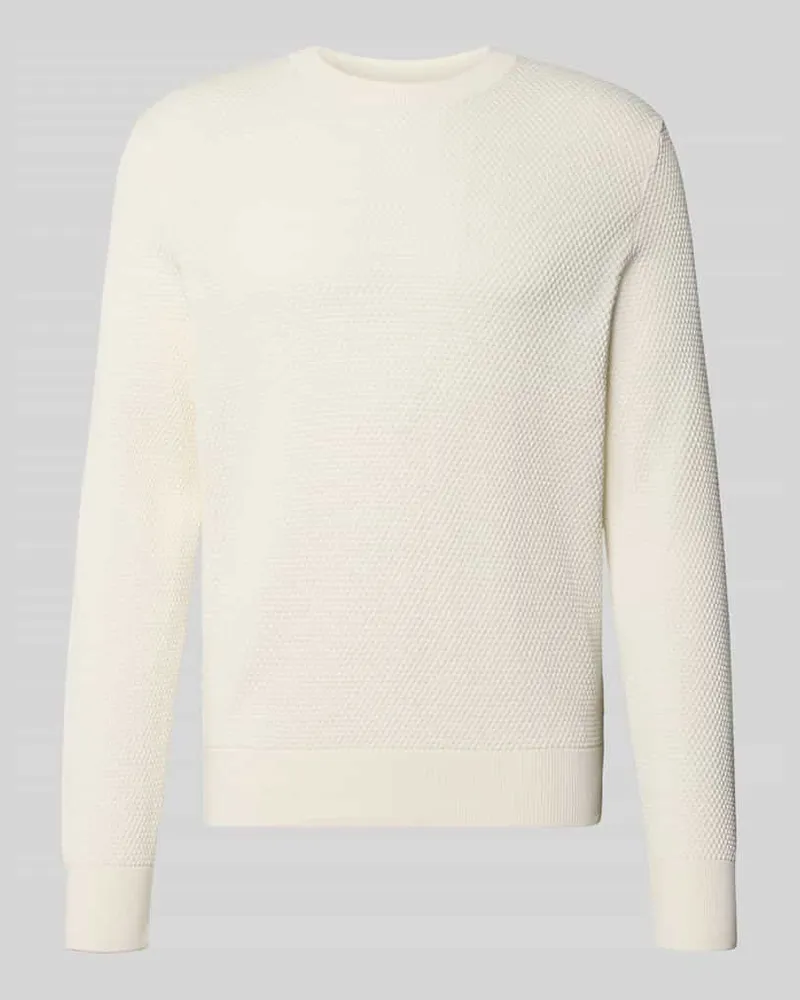HUGO BOSS Regular Fit Pullover aus reiner Baumwolle Modell 'Lalex Offwhite