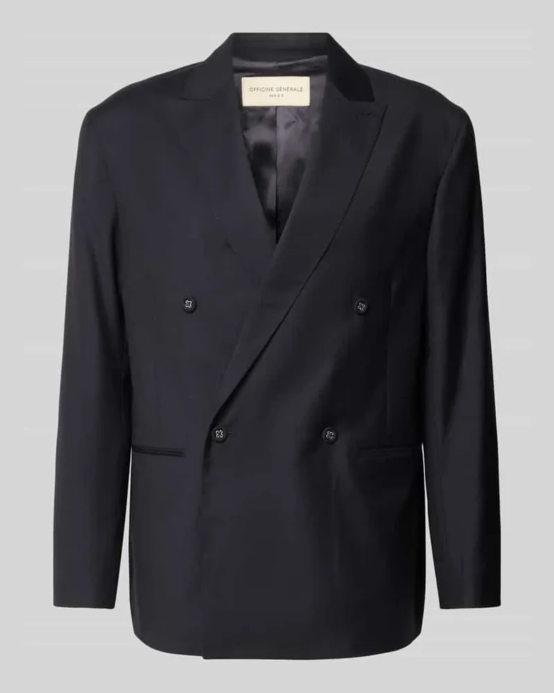 Officine Generale Regular Fit Sakko aus Woll-Mix Dunkelblau