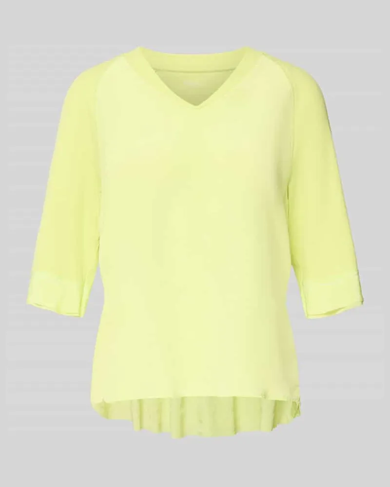 Marc Cain T-Shirt mit V-Ausschnitt und 3/4-Arm Neon