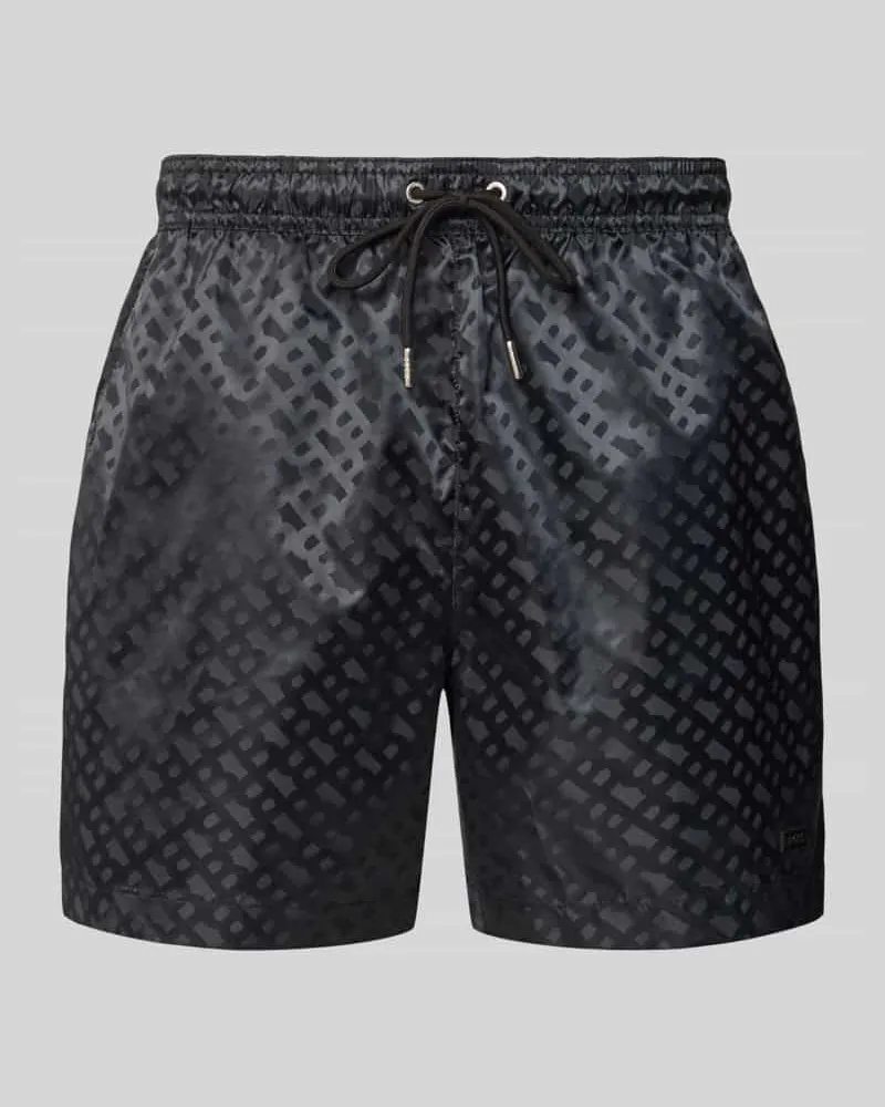 HUGO BOSS Regular Fit Badeshorts mit Tunnelzug Modell 'JACQUES Black