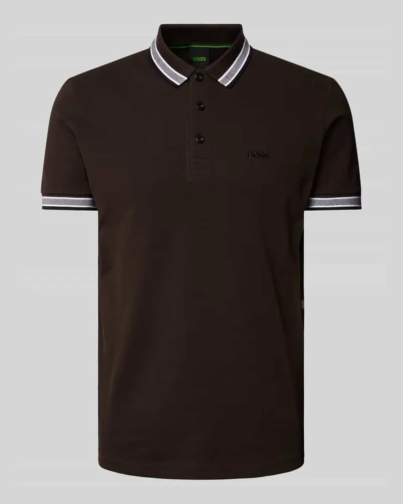 HUGO BOSS Regular Fit Poloshirt mit Label-Stitching Modell 'PADDY Schoko