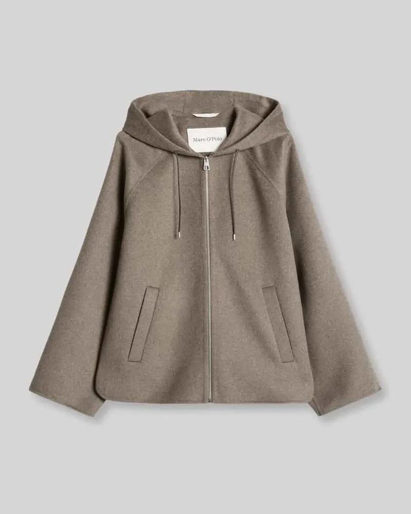 Marc O'Polo Relaxed Fit Kurzmantel mit Kapuze Taupe