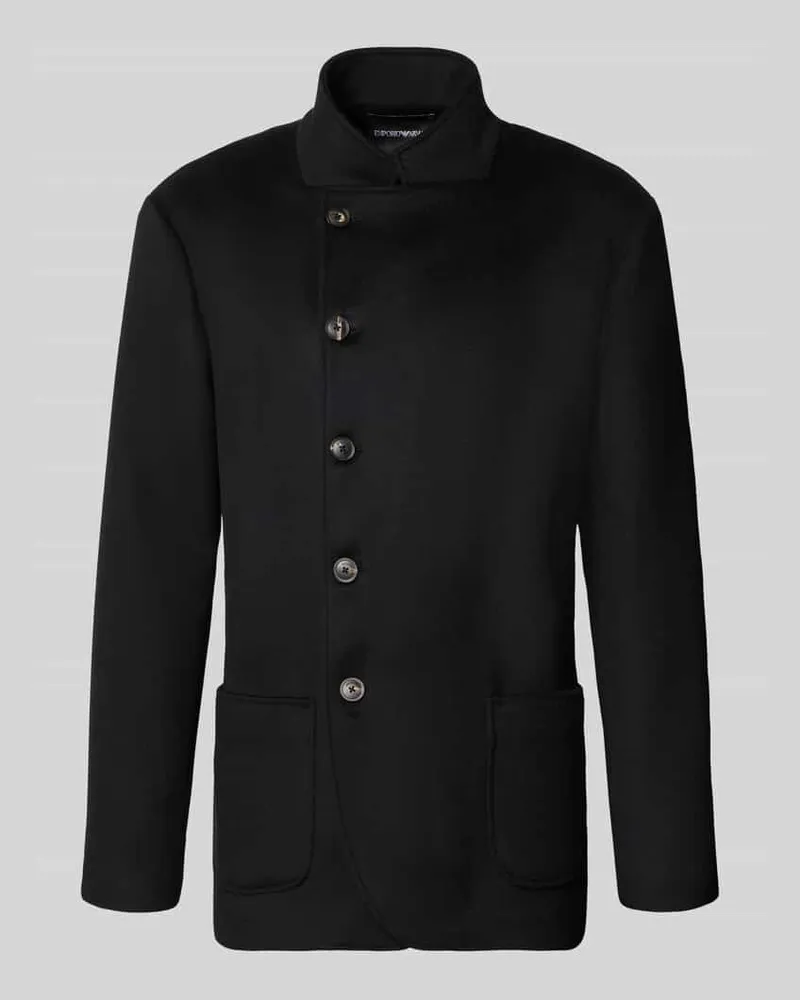 Emporio Armani Slim Fit Jacke aus Lanawoll-Mix mit Stehkragen Black