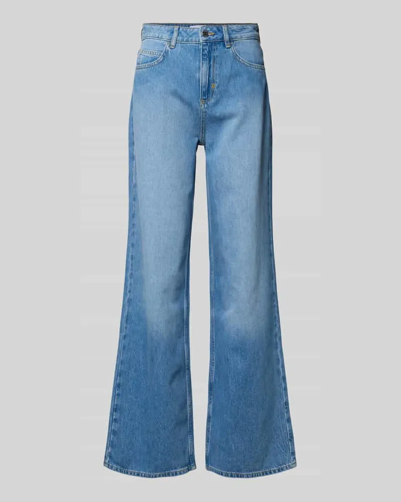 COMMA Wide Leg Jeans im Used-Look Blau