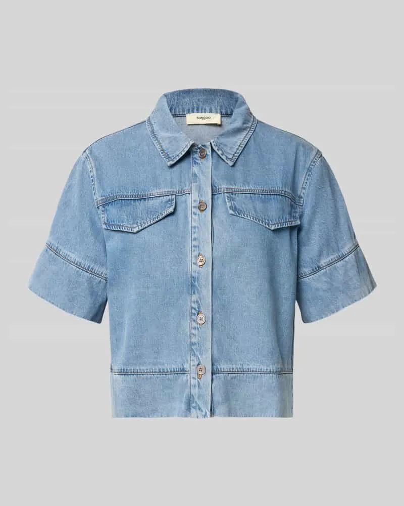 Suncoo Boxy Fit Jeansbluse mit Brusttaschen Modell 'LAIKA Blau