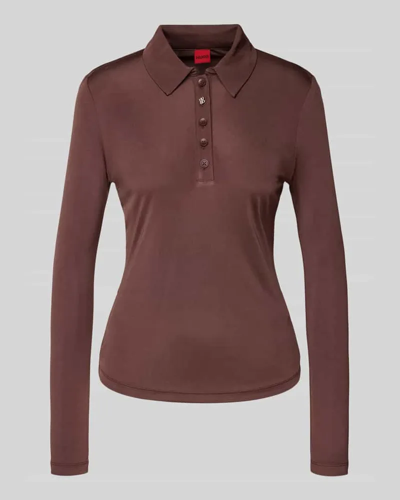 HUGO BOSS Slim Fit Langarmshirt aus reiner Viskose Modell 'DAROSEVIL Schoko