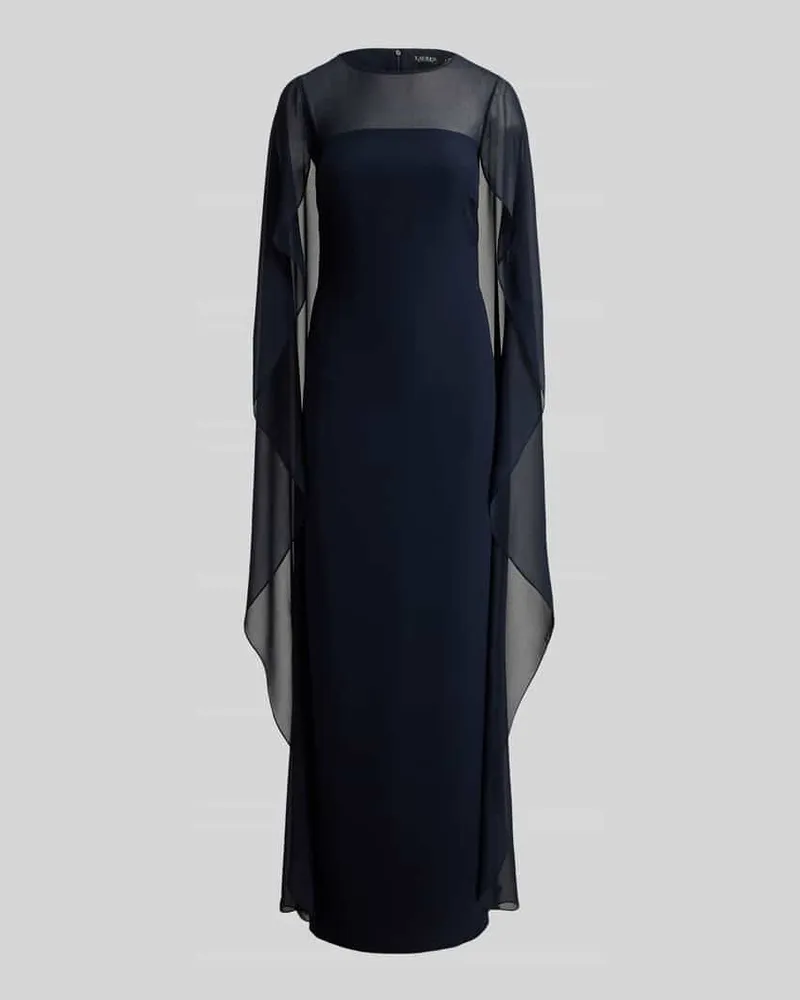 Ralph Lauren Fließendes Abendkleid mit Cape-Detail Dunkelblau