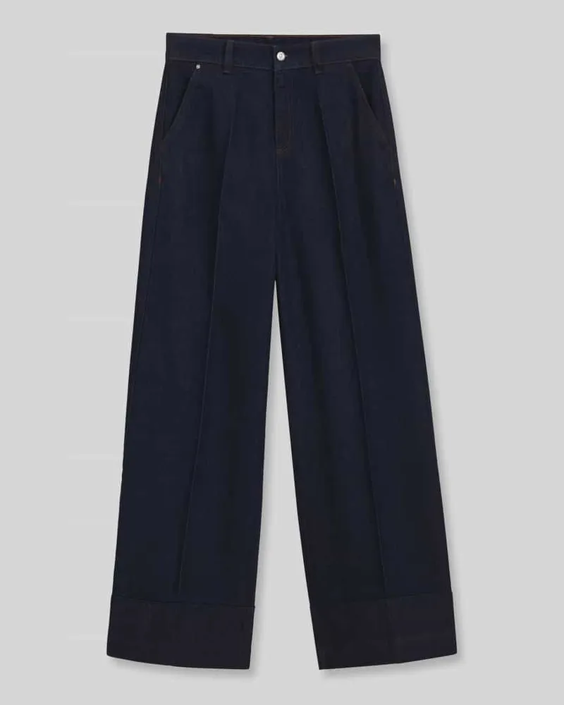 HUGO BOSS Wide Leg Baggy Jeans aus Baumwollmix Jeansblau