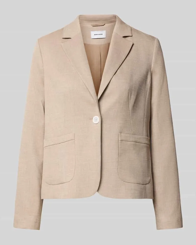 More & More Regular Fit Blazer mit Reverskragen und Knopfverschluss Taupe