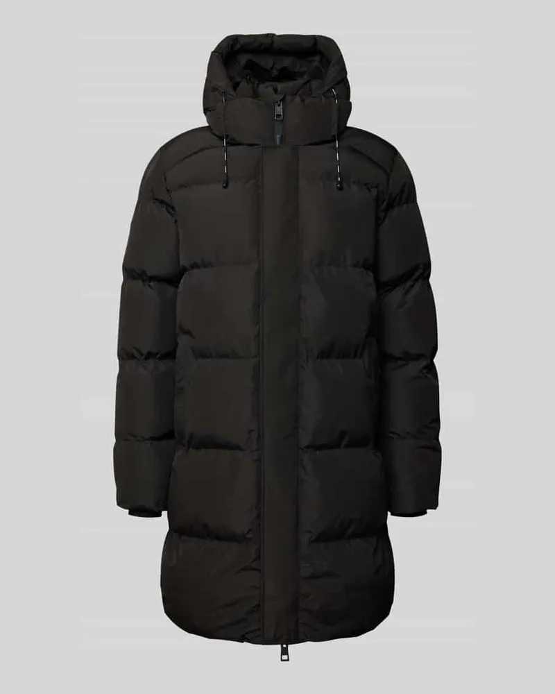 Superdry. Steppmantel mit Kapuze und Zweiwege-Reißverschluss Black