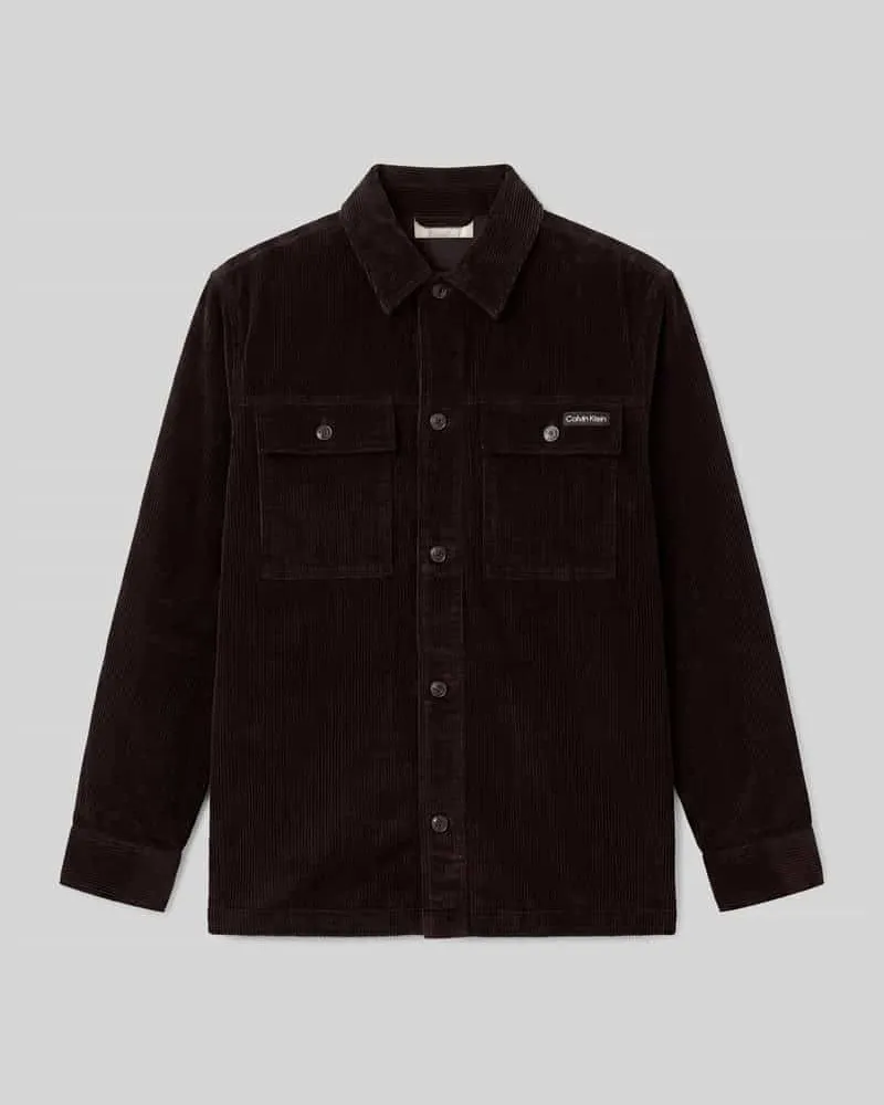 Calvin Klein Regular Fit Overshirt aus Baumwolle mit Cordstruktur Black