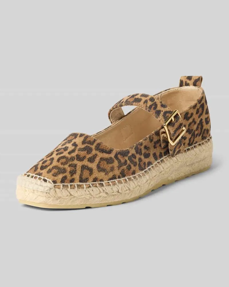 Espadrij Ballerinas im Animal-Look Modell 'BALLERINE LEO Black
