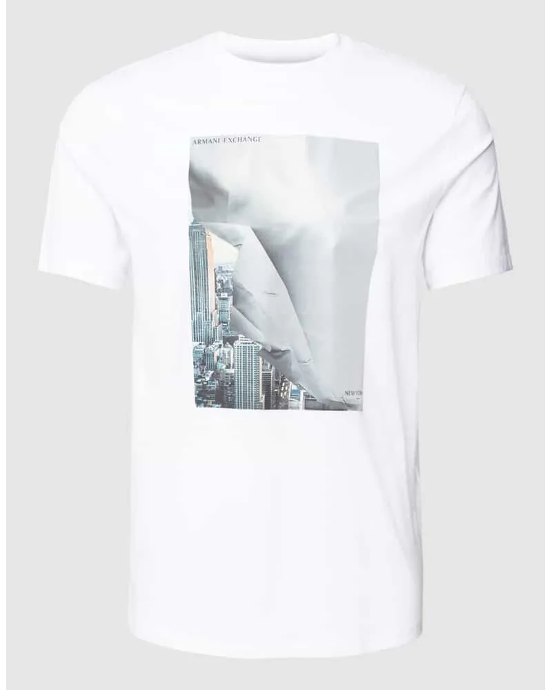 Armani Exchange T-Shirt mit Motiv-Print Weiss