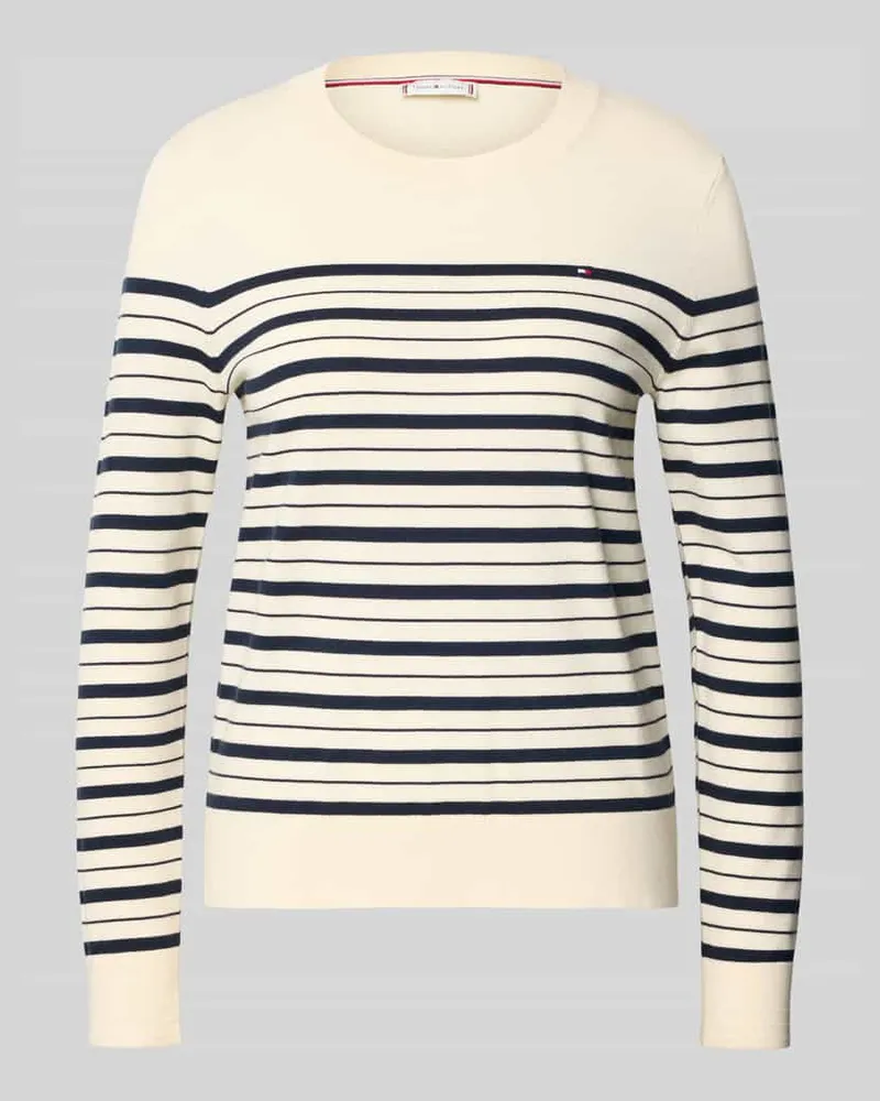 Tommy Hilfiger Regular Fit Strickpullover aus Baumwoll-Mix Ecru