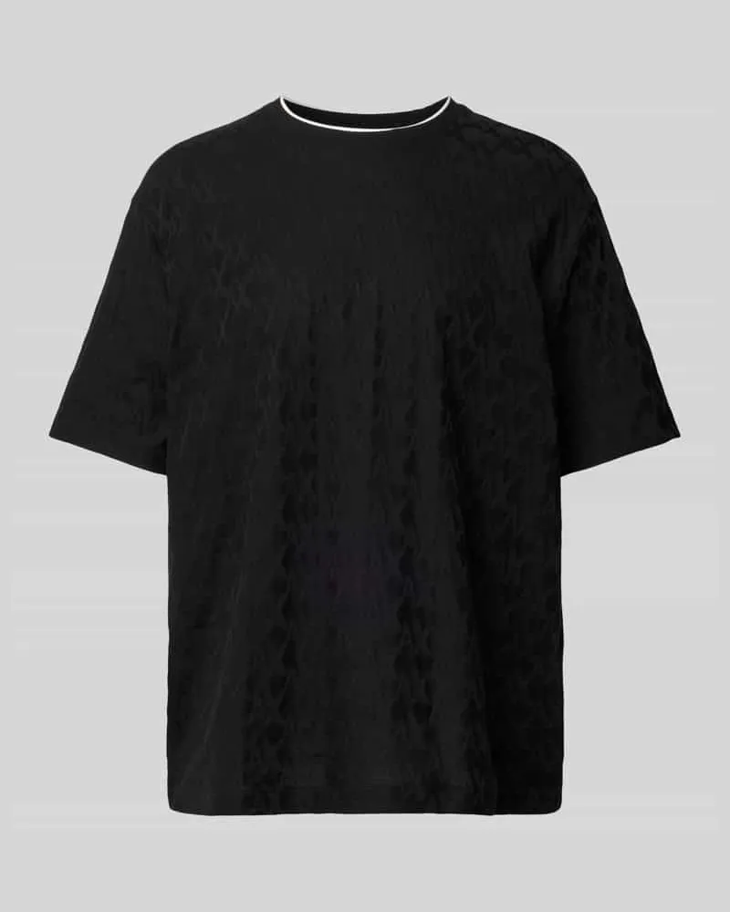 Armani Exchange T-Shirt mit geripptem Rundhalsausschnitt Modell 'Jaquard Black