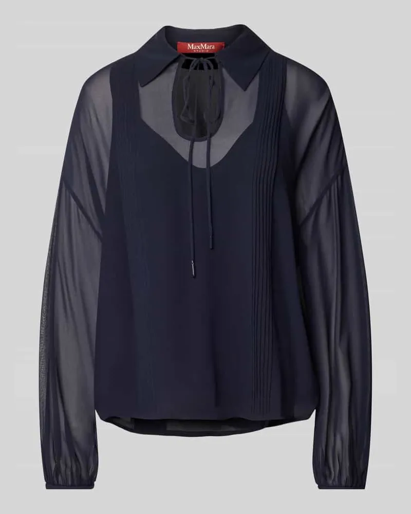 Max Mara Regular Fit Bluse mit Umlegekragen Modell 'VALDAI Dunkelblau