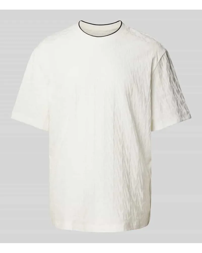 Armani Exchange T-Shirt mit geripptem Rundhalsausschnitt Modell 'Jaquard Weiss