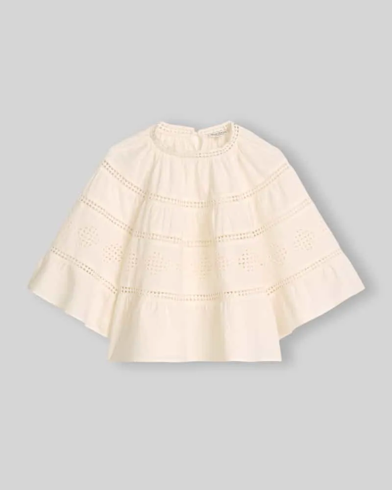 Marc O'Polo Relaxed Fit Bluse aus reiner Baumwolle mit Lochstickerei Weiss