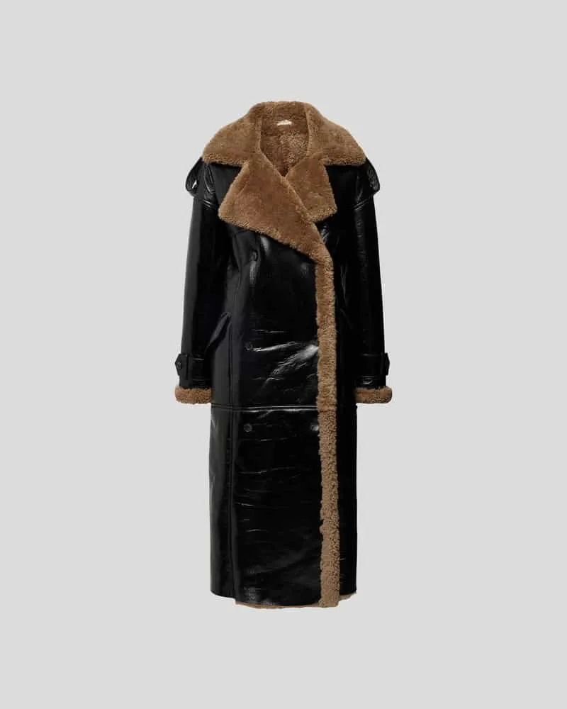 THE MANNEI Ledermantel aus echtem Leder Black