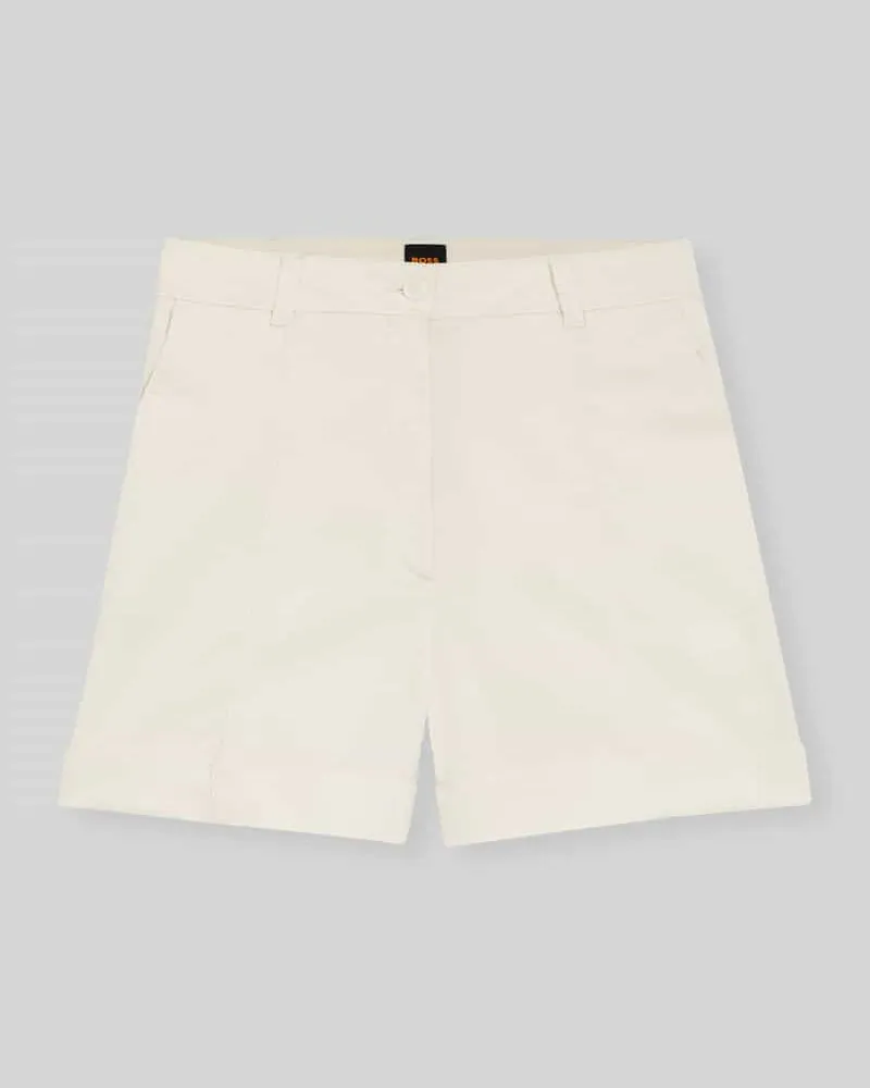 HUGO BOSS Relaxed Fit Shorts aus Baumwoll-Mix Modell 'TANESSA-D Offwhite