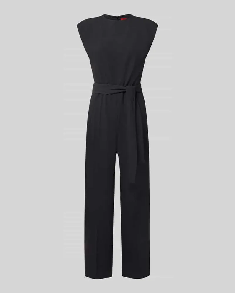 HUGO BOSS Regular Fit Jumpsuit mit Bindegürtel Modell 'Kathalia Black