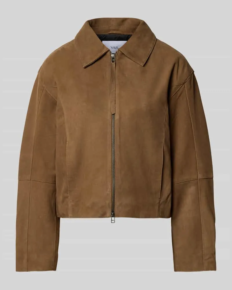 Y.A.S Lederjacke mit Zweiwege-Reißverschluss Modell 'SALERA Cognac