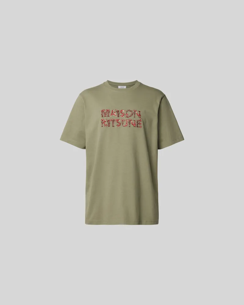 Kitsuné T-Shirt aus reiner Baumwolle Khaki