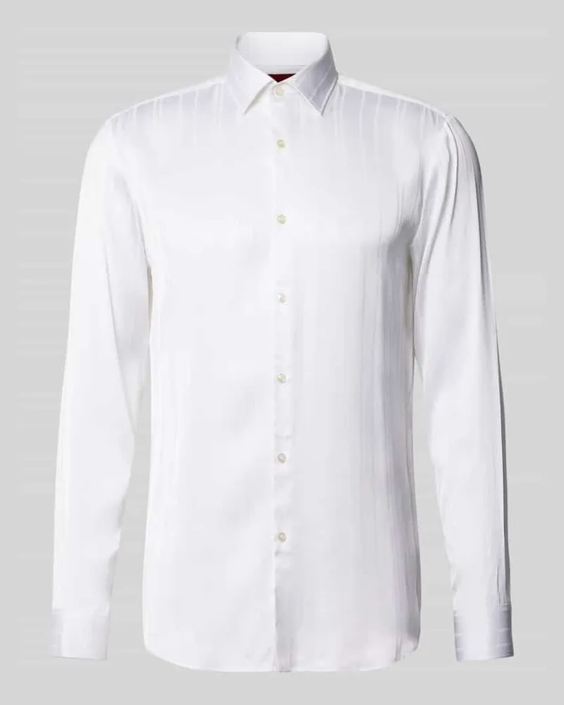 HUGO BOSS Slim Fit Businesshemd aus reiner Viskose Modell 'KENNO Weiss