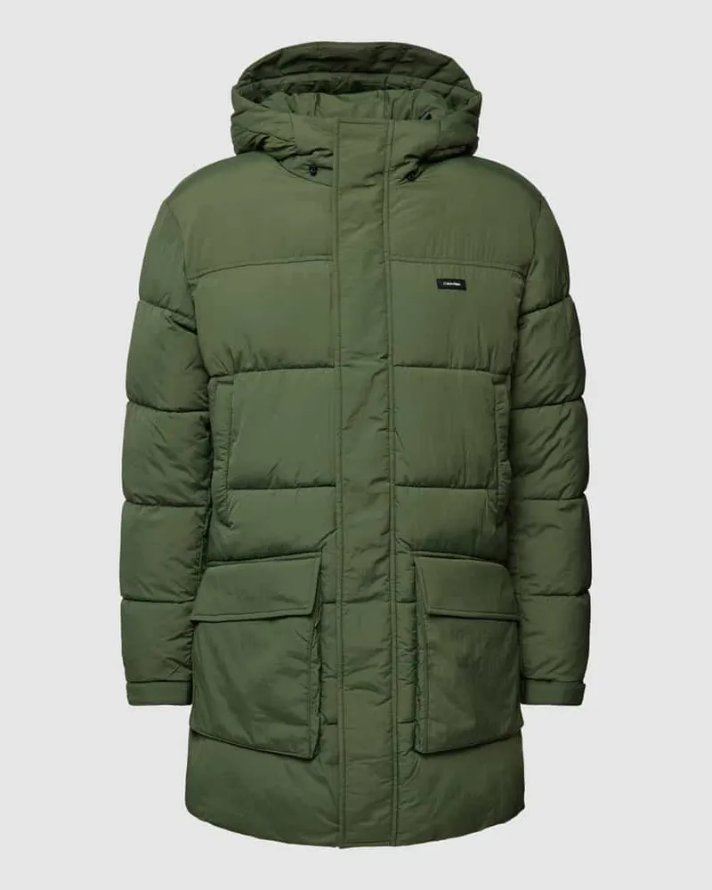 Calvin Klein Steppjacke mit Label-Patch und Pattentaschen Oliv