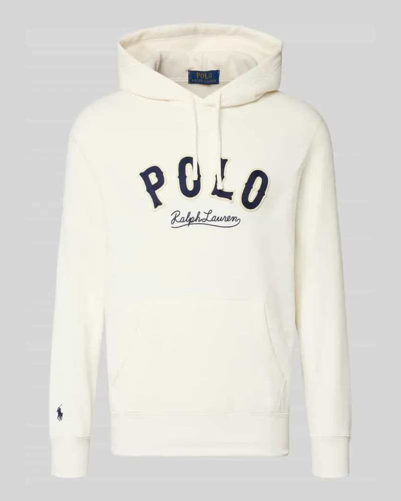Ralph Lauren Hoodie mit Label-Stitching und Känguru-Tasche Offwhite
